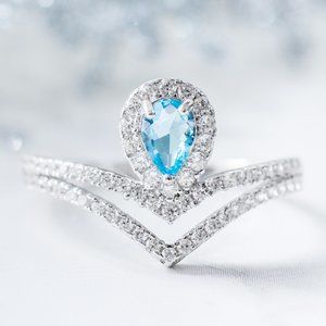 Blue Topaz Gemstone ring, size 7, 925 Sterling Silver Charmed Aroma